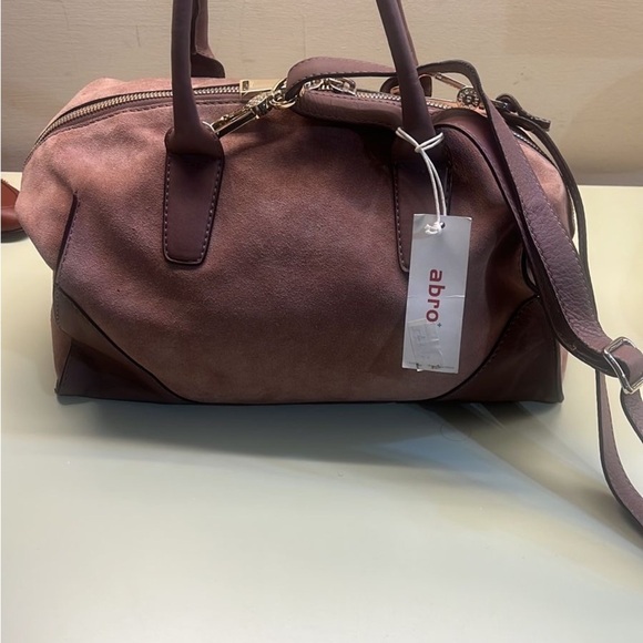 ABRO Brown Suede Satchel with Leather Handles - Picture 9 of 9